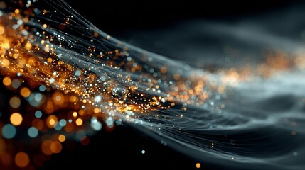 Dynamic and vibrant abstract network of glowing particles, perfect for technology, data, and digital design concepts