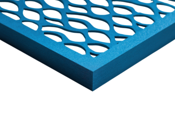 Close up of a blue perforated metal sheet with a black background texture, Isolated On White Background, Png Transparent