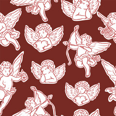 Flat vector whimsical cupids background