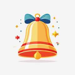 Festive Jingle Bell with Blue Bow and Twinkling Stars for Holiday Celebrations