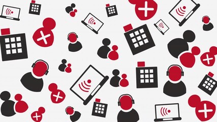 Abstract Technology Pattern with Communication Icons and Geometric Shapes in Digital Graphic Design, Flat Lay View, Modern Concept - Powered by Adobe