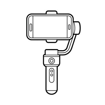 Smartphone Gimbal Stabilizer Vector Line Art Illustration