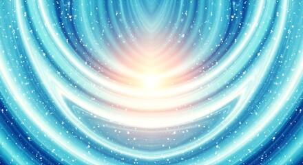 Abstract blue light trails with sparkling particles background.