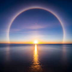 Dramatic Sunburst Over a Misty Forest Waterfall