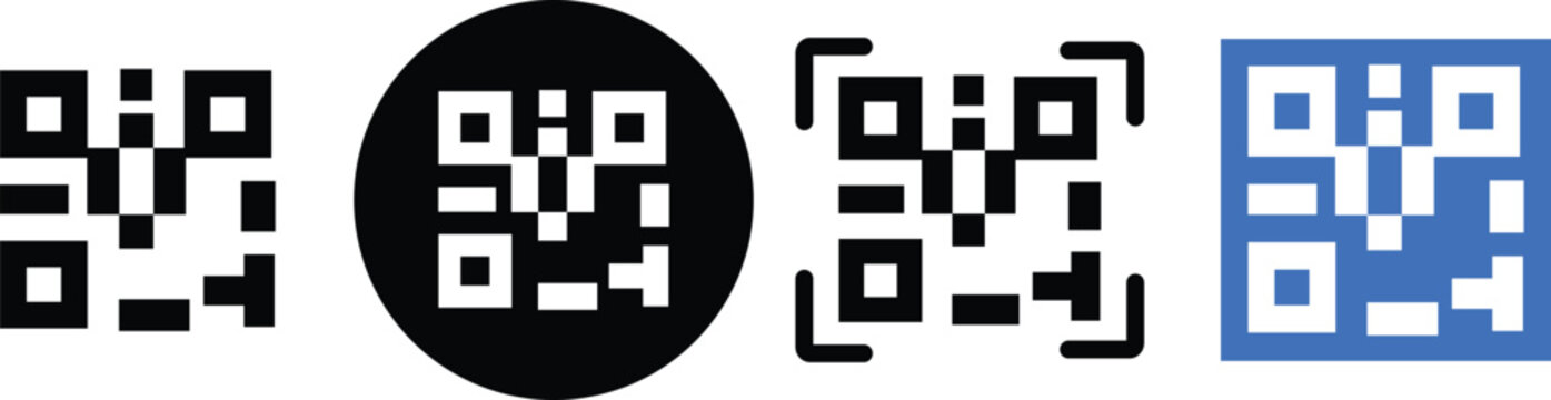 Qr code collection isolated on symbol, contrast, black and white QR code centered on a plain white background,mobile phone scanning qr-code vector illustration,
