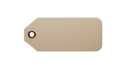 Blank beige cardboard tag with a hole for a string, isolated on transparent background