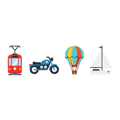 Collection of Various Transportation Icons on White Background.