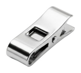 Stylish silver paper clip office desk product showcase modern isolated on transparent background