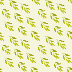 Seamless pattern with olive leaves on milky background. Perfect for wallpaper, gift paper, pattern fill, summer greeting cards