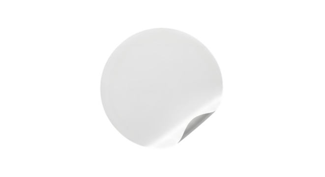 A single blank white circular sticker with a peeled edge, isolated on a transparent background, perfect for graphic design and branding mockups - Powered by Adobe