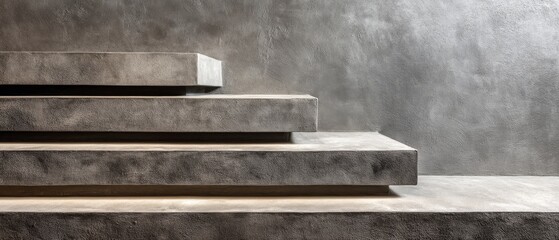 Smooth dove gray microcement wall with clean left column and wide header in orthographic view