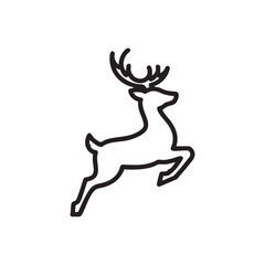 Fototapeta premium Simple black and white line drawing of a leaping deer illustration