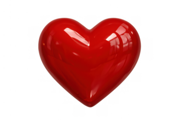 Red glossy 3d heart symbol representing love, romance, passion, and valentine's day on a transparent background