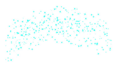 Naklejka premium Cyan Star Sparkles png fairy dust curve on white background simple magical sparkle arch