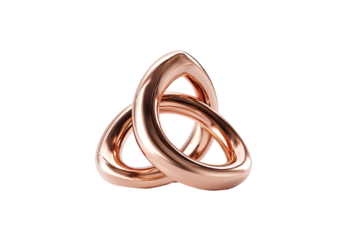 Shiny copper knot formed by interlocked rounded triangles