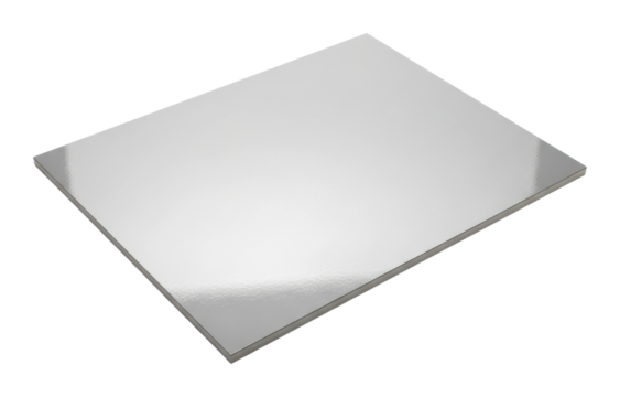 Polished metal sheet in industrial workshop reflective surface isolated on transparent background