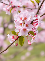 Obraz premium Cherry blossom branch in nature floral arrangement springtime isolated on transparent background