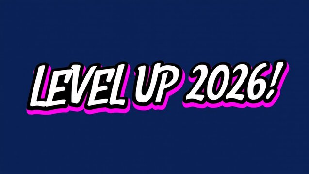 Level up 2026 retro gaming inspired text
