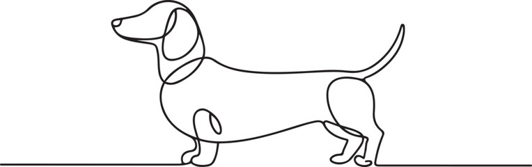 Dachshund dog continuous one line vector drawing. Single line art dachshund dog. one line Icon drawing with white background