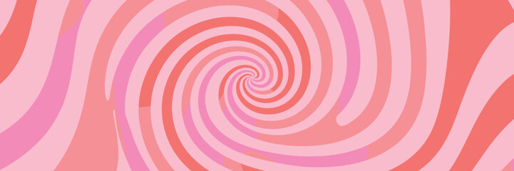 Mesmerizing pink and coral spiral vortex pattern, abstract psychedelic optical illusion background with curved wavy lines, motion effect and vibrant colors.