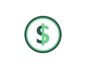 Obraz premium Money Icon Green Dollar Symbol in a Circle