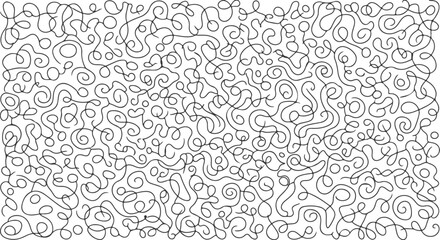 Abstract Line Art Continuous, Flowing Design with a Swirl of Black Lines and Graphic Elements in a 