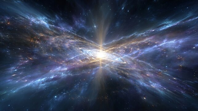 Abstract depiction of wormhole connecting two galaxies tunnel of light space distortion energy flow futuristic cosmology illustration