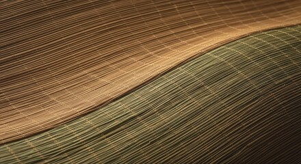 A captivating closeup of woven brown and green fabric, showcasing its intricate pattern and creating a warm, organic texture