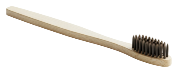 Brushing teeth with eco-friendly toothbrush bathroom product hygiene isolated on transparent background