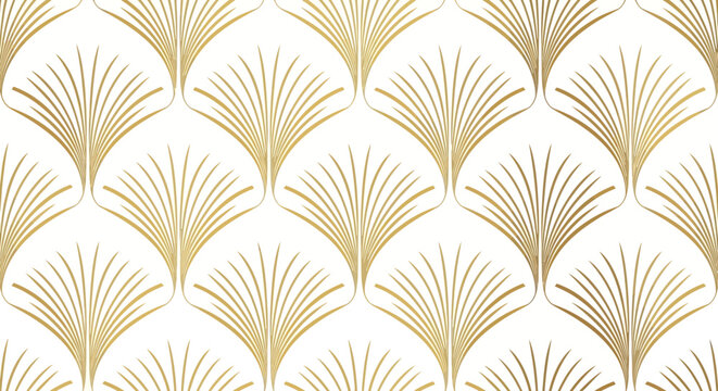 Elegant gold ginkgo leaf pattern on white background for sophisticated designs, stationery, and upscale branding projects needing a touch of luxury