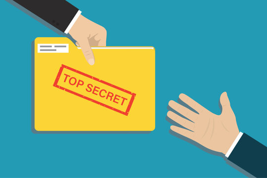 Managers or users exchanges data. Hands giving documents folders, conceptual businessmen exchanging information data. Communication, office work, paperwork. Top secret