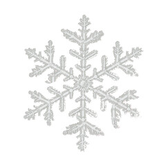 Snowflake PNG Transparent Background. Realistic White Winter Ice Flake Clipart for Christmas Decorations and Seasonal Design.