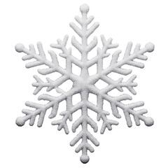 White Snowflake PNG Isolated on Transparent Background. Realistic Frosted Winter Ice Crystal Clipart for Christmas and Holiday Design