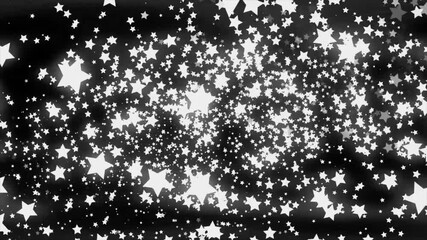 Dynamic white stars twinkle and cascade across a cosmic black backdrop, creating a magical and festive atmosphere perfect for promotions