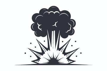 Black and white comic explosion cloud bursts dramatically on a white background © SWORNALY