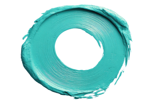 Teal paint ring with textures, circular and on black back