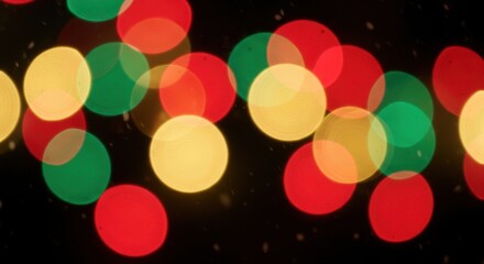 Festive red, green, and gold holiday lights create a magical bokeh effect, perfect for Christmas cards, seasonal promotions, or winter celebrations