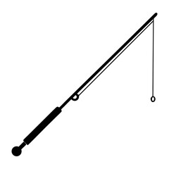 Fishing Equipment Rod Silhouette Vector Icon.