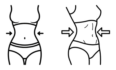 Female figure demonstrating waist slimming, weight loss, and body goals