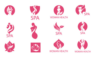 Collection of spa and woman health logos, wellness, beauty, natural concept vector art