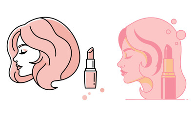 Stylish woman profile with lipstick, representing beauty and cosmetic care