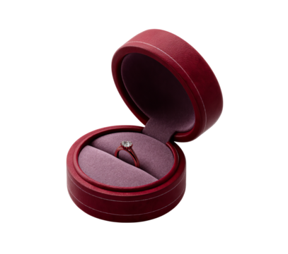 Red ring box with diamond ring isolated on a transparent background - Powered by Adobe