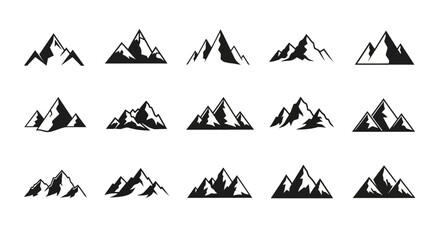 Collection of mountain silhouettes for logos and branding designs