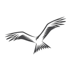 Obraz premium Stylized Eagle Flying with Open Wings on White Background
