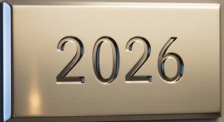 Looking Forward to 2026 with Optimism and Anticipation for the Future, Shining Metallic Numbers on a Sleek Modern Background