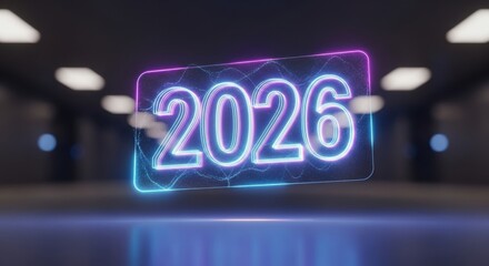 Celebrate 2026 with vibrant neon glow - perfect for new year's promotions, futuristic designs, and tech-forward marketing campaigns!