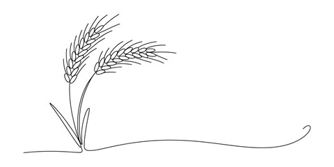 Fototapeta premium Minimalist continuous line art drawing of two ripe wheat stalks
