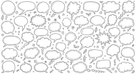 Fototapeta premium Hand drawn speech bubbles collection for comic style conversation and dialogue