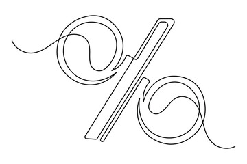 Minimalist style percentage illustration continuous line drawing business graph