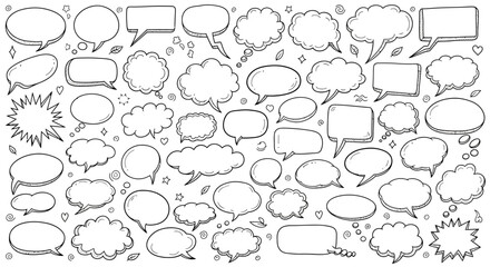 Obraz premium Collection of hand drawn speech bubbles and thought bubbles in vector format